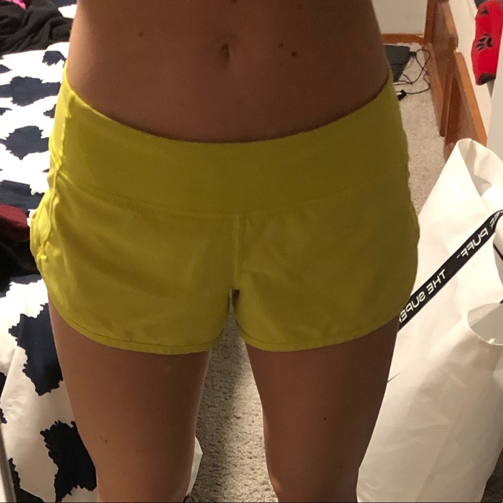 Lime green/yellow lululemon shorts